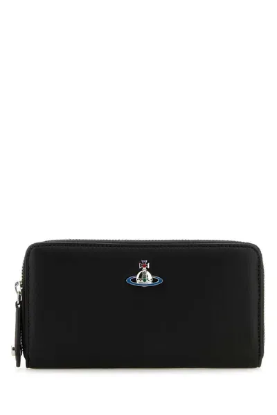 Vivienne Westwood Orb Plaque Zip Around Wallet In Black