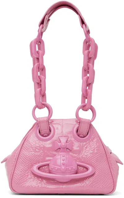 Vivienne Westwood Pink Archive Chain Bag In G407 Pink Enamel Orb