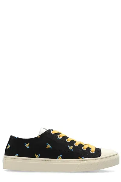 Vivienne Westwood Low Top Canvas Plimsoll Cotton Canvas Black-baby-orbs 8-41 Women