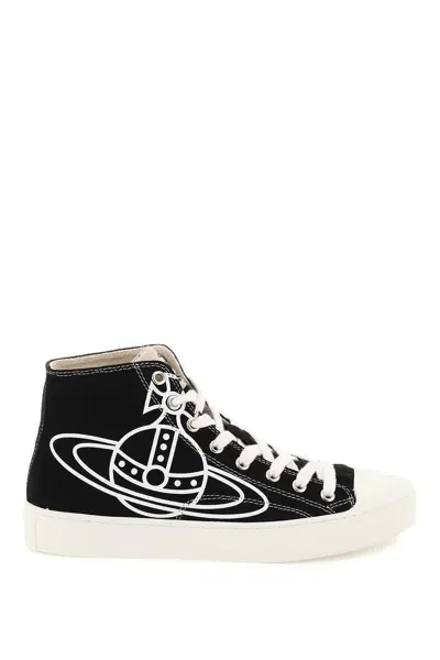 Vivienne Westwood Plimsoll High Top Sneakers In Black In Negro