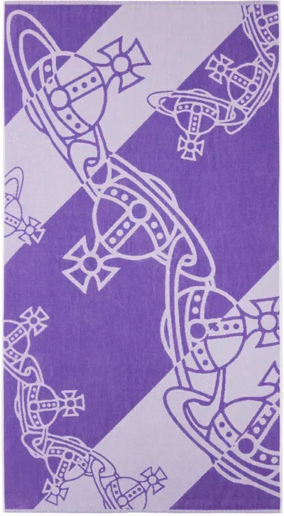 Vivienne Westwood Purple Chain Orb Beach Towel In Lilac