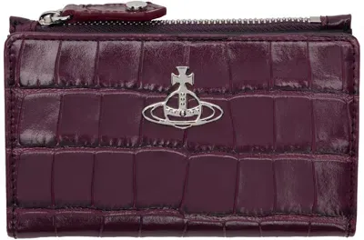 Vivienne Westwood Purple Crocodile Slim Flap Card Holder In Aw24-j403