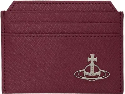 Vivienne Westwood Red Slim Card Holder In Burgundy