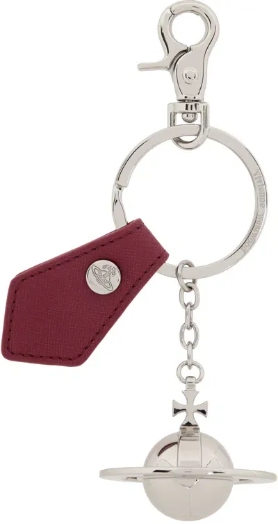 Vivienne Westwood Silver & Red 3d Orb Keychain In Metallic