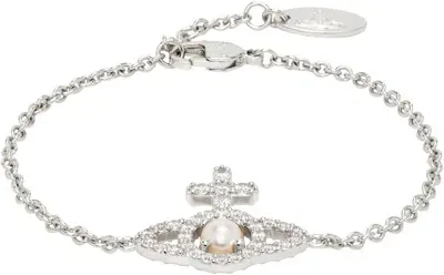 Vivienne Westwood Silver Olympia Pearl Chain Bracelet In Metallic