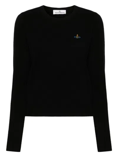 Vivienne Westwood Wool Blend Crew Neck Knit Sweater In Schwarz