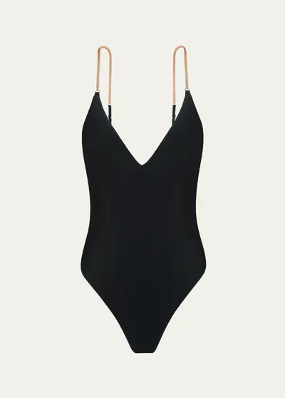 Vix Solid Melody Backless Brazilian One-piece Swimsuit In Black