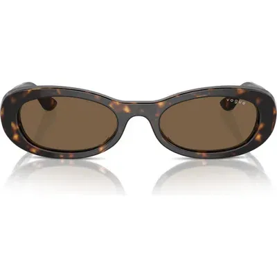 Vogue 53mm Oval Sunglasses In Dark Havanah/dark Brown