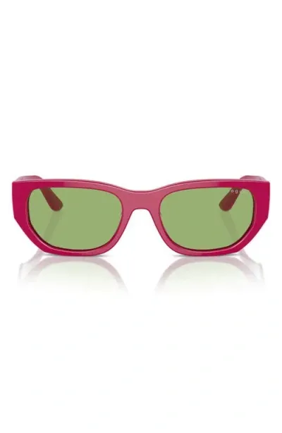 Vogue 53mm Rectangular Sunglasses In Fuchsia/light Green