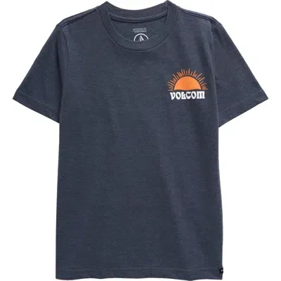 Volcom Baby Kids' Sunshiney Daze Cotton Blend Graphic T-shirt In Navy Heather