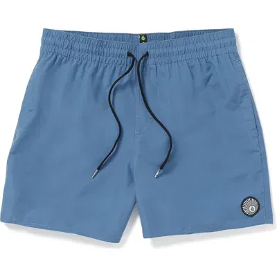 Volcom Lido Solid Swim Trunks In Blueberry