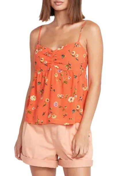 Volcom Mucho Mahalo Floral Camisole In Dark Coral