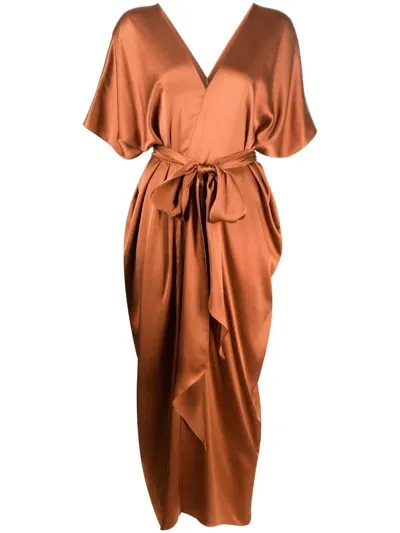 Voz Tied-waist Kaftan Dress In Brown