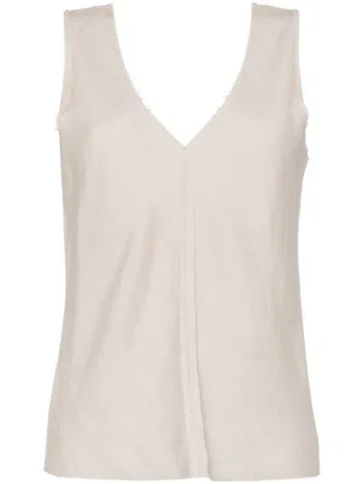 Voz V-neck Seam-detailing Top In Neutrals