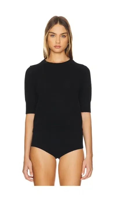 W. Cashmere Celina Short Sleeve Pullover In Black