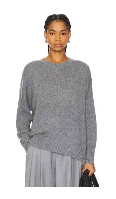 W. Cashmere Joey Oversized Crewneck In Heather Grey