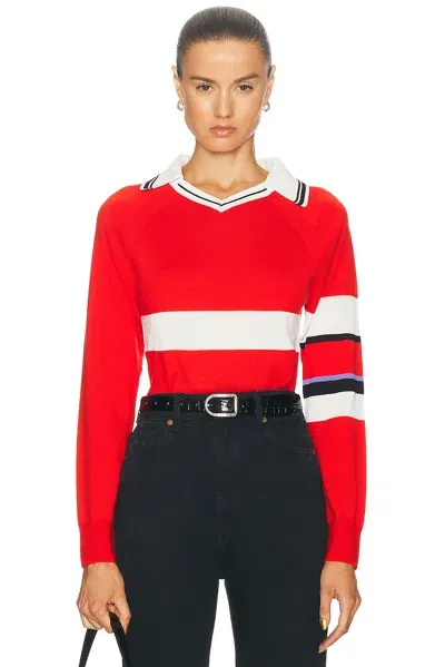 Wales Bonner Calm Polo Top In Red & White