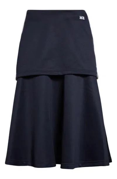 Wales Bonner Navy Mantra Midi Skirt