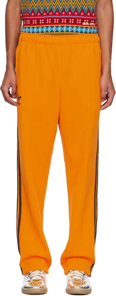 Wales Bonner Orange Adidas Originals Edition Fleece Track Pants In Eqt Orange S16