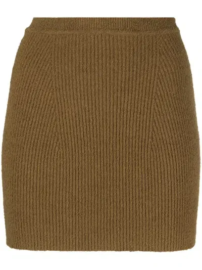 Wardrobe.nyc Knitted Straight Miniskirt In Brown