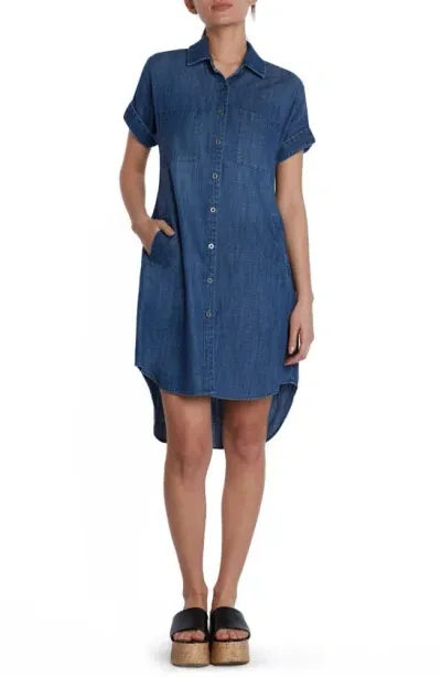 Wash Lab Denim Clean Denim Shirtdress In Deep Blue