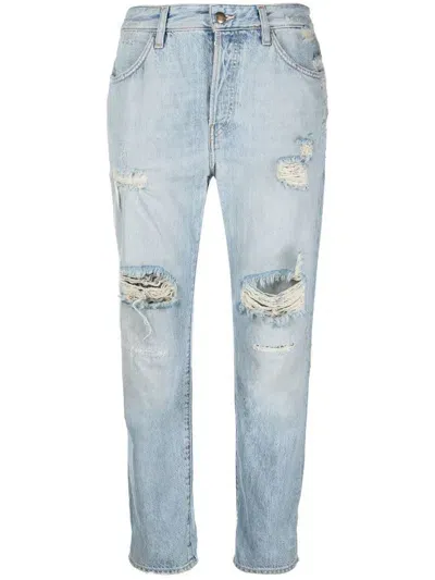 Washington Dee Cee Distressed Straight-leg Jeans In Blue