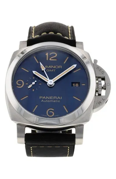 Watchfinder & Co. Panerai  2019 Luminor Gmt Leather Strap Automatic Watch, 44mm In Blue