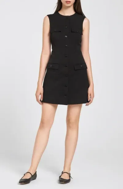 Wayf Amal Button-up Minidress In Black