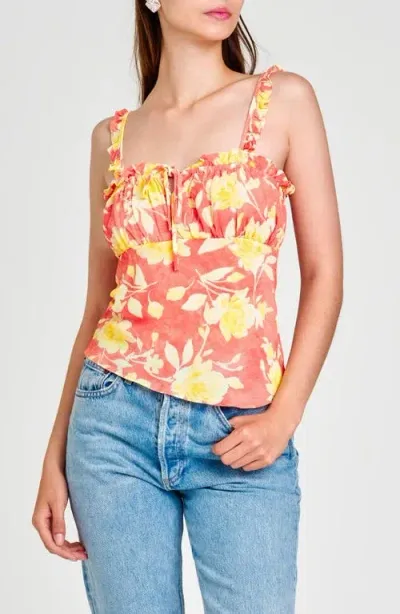 Wayf Cross My Heart Floral Tank Top In Amber Roses