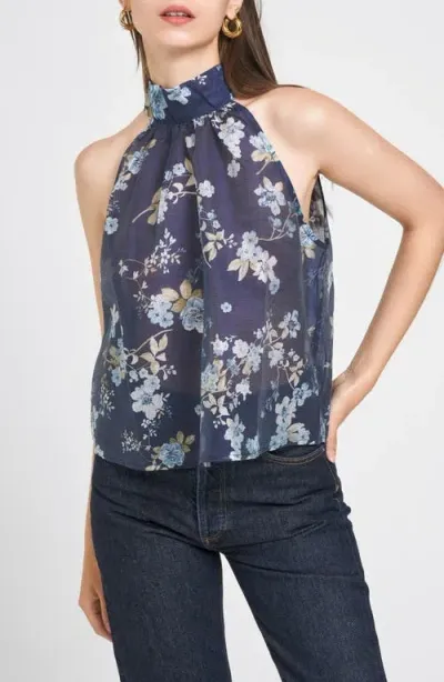 Wayf Emilia Sleeveless Print Top In Navy Floral