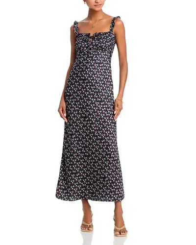 Wayf Marion Printed Midi Dress In Navy Foulard