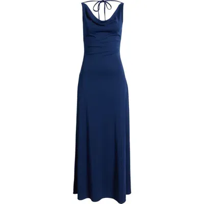 Wayf The Tamara Cowl Neck Gown In Blue