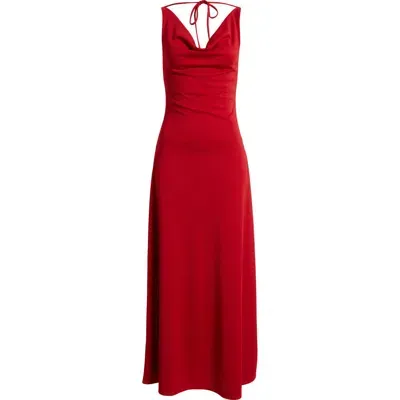 Wayf The Tamara Cowl Neck Gown In Scarlet