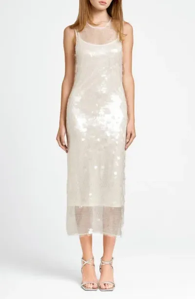 Wayf X Chérie Madeleine Danse Sequin Sleeveless Midi Dress In Cream