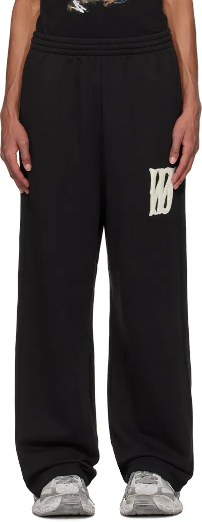 We11 Done Black Bouclé Letter Logo Sweatpants