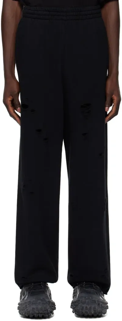 We11 Done Black Distressed Sweatpants