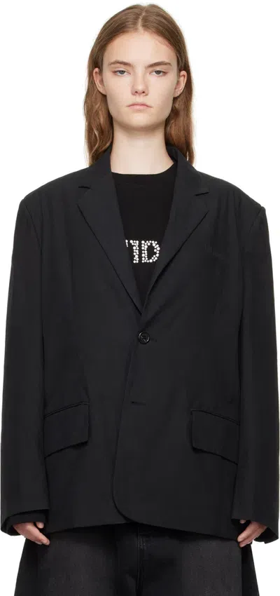 We11 Done Black Padded Shoulder Blazer