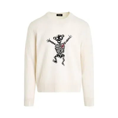 We11 Done Bolt Teddy Bear Print Sweater In Black