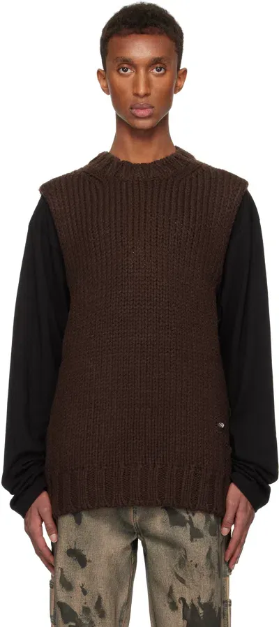 We11 Done Brown Sleeveless Sweater