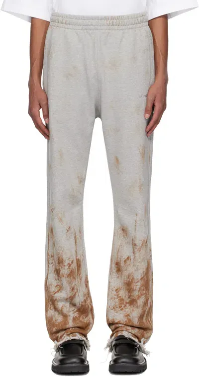 We11 Done Gray & Brown Muddy Sweatpants In M/grey