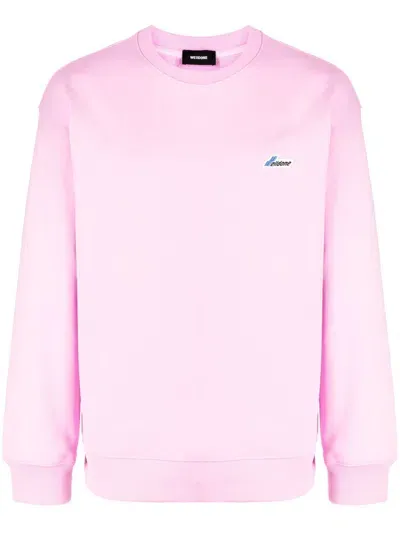 We11 Done Logo-patch Cotton Sweatshirt In Pink