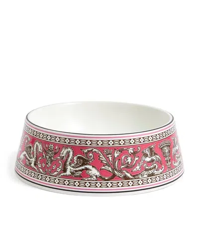 Wedgwood Bone China Florentine Pet Bowl In Pink