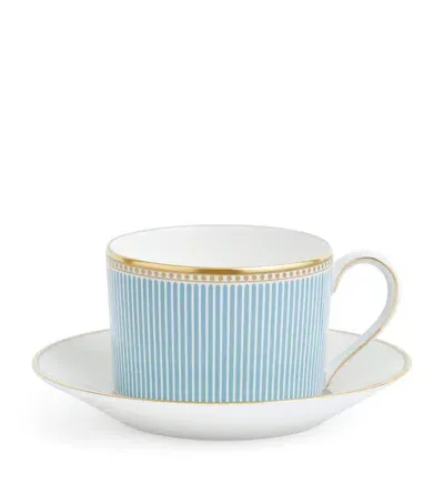 Wedgwood Bone China Helia Teacup And Saucer In Blue