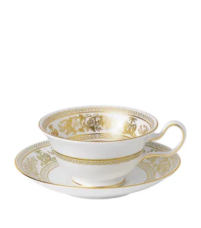 Wedgwood Gold Columbia Peony Cup And Saucer