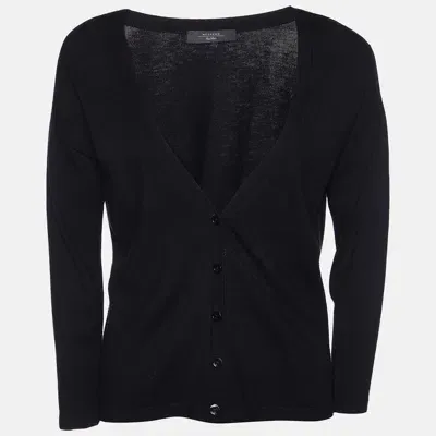 Pre-owned Weekend Max Mara Black Knit Button Front Cardigan S