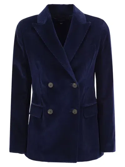 Weekend Max Mara Katanga Cotton Velvet Blazer In Blue