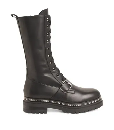 Weekend Max Mara Leather Tana Combat Boots In Black