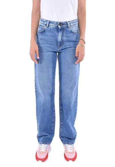 Weekend Max Mara Logo Patch Straight Leg Jeans In Blue