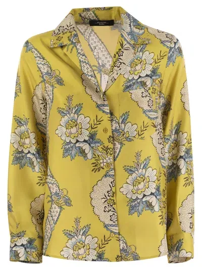 Weekend Max Mara Oncia Silk Twill Shirt In Yellow