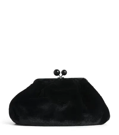 Weekend Max Mara Medium Faux Fur Pasticcino Clutch Bag In Nero